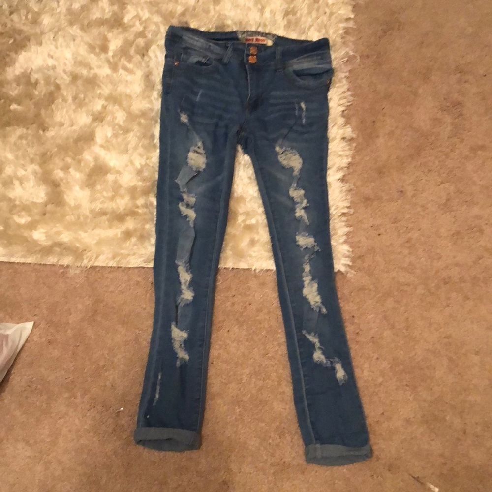 Skinny blue ripped jeans